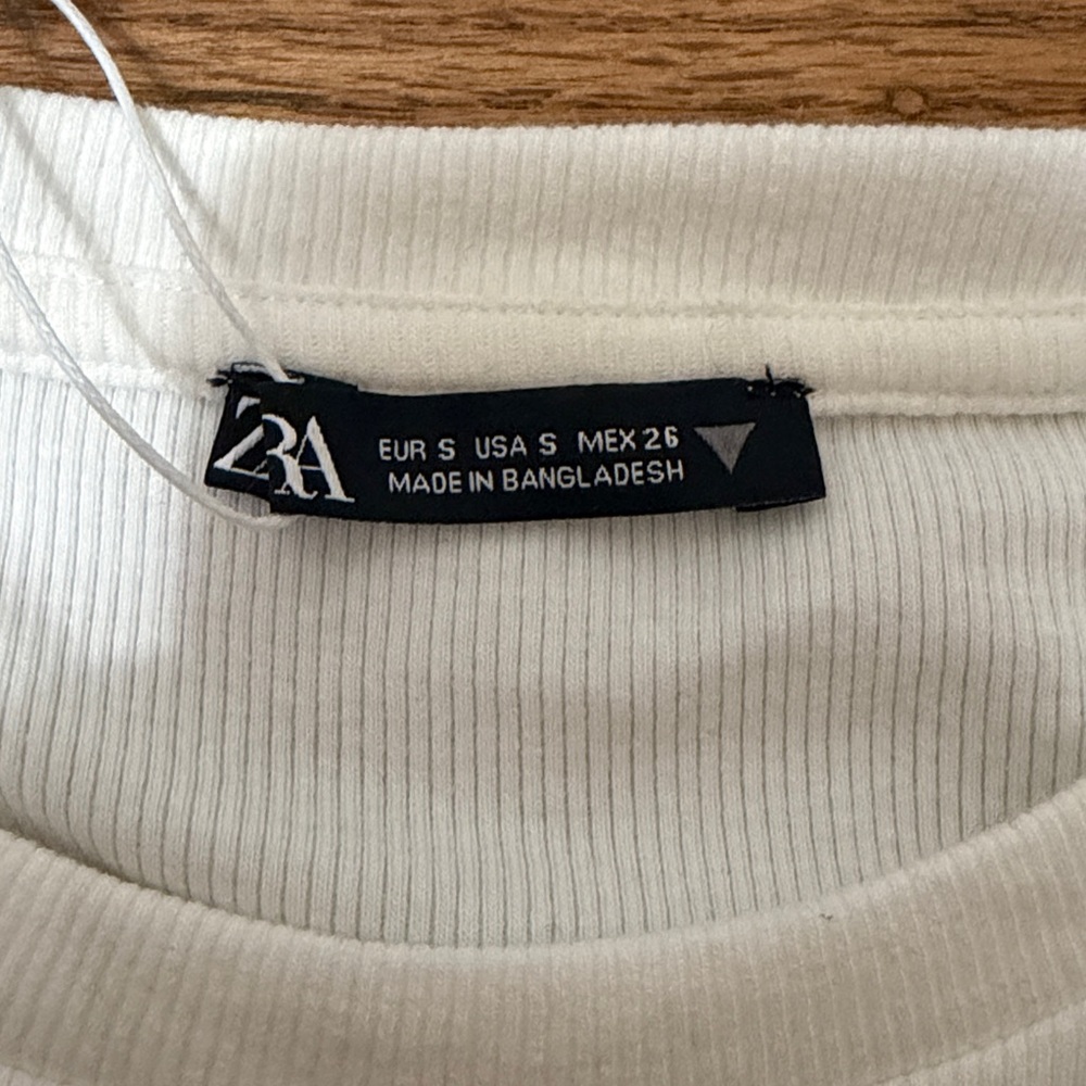 Zara Ribbed White Bodysuit Size S New With Tag - Picture 7 of 8